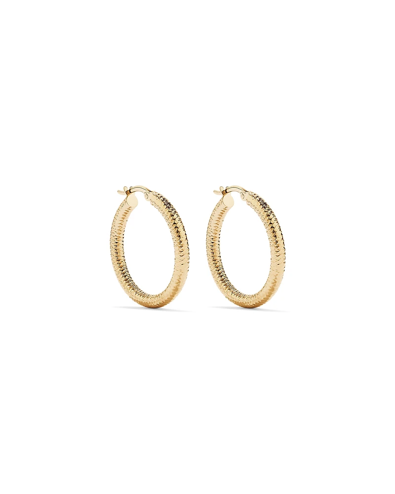 Diamond-Cut Hoop Earrings in 18Kt Vermeil