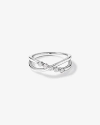 0.20 Carat TW Round Brilliant Diamond Crossover Ring in Sterling Silver