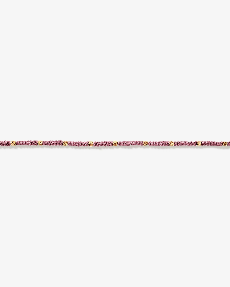 Dusty Rose Cord Bead Bracelet in 10kt Yellow Gold