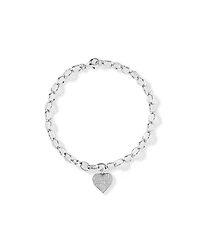 Cubic Zirconia Pave Heart Belcher Bracelet in Sterling Silver