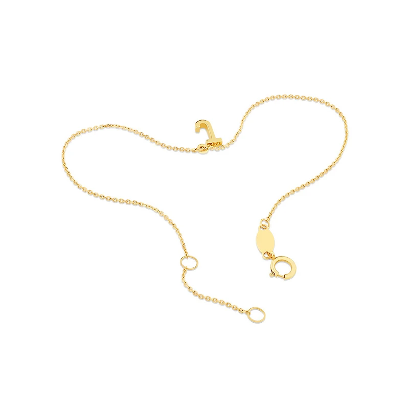 19cm (7.5") J Initial Bracelet in 10kt Yellow Gold