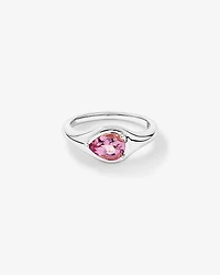 Pear Cut Blush Pink Tourmaline East-to-West Set Ring 10kt White Gold