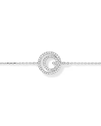 Fine Double Circle Diamond Bracelet in Sterling Silver