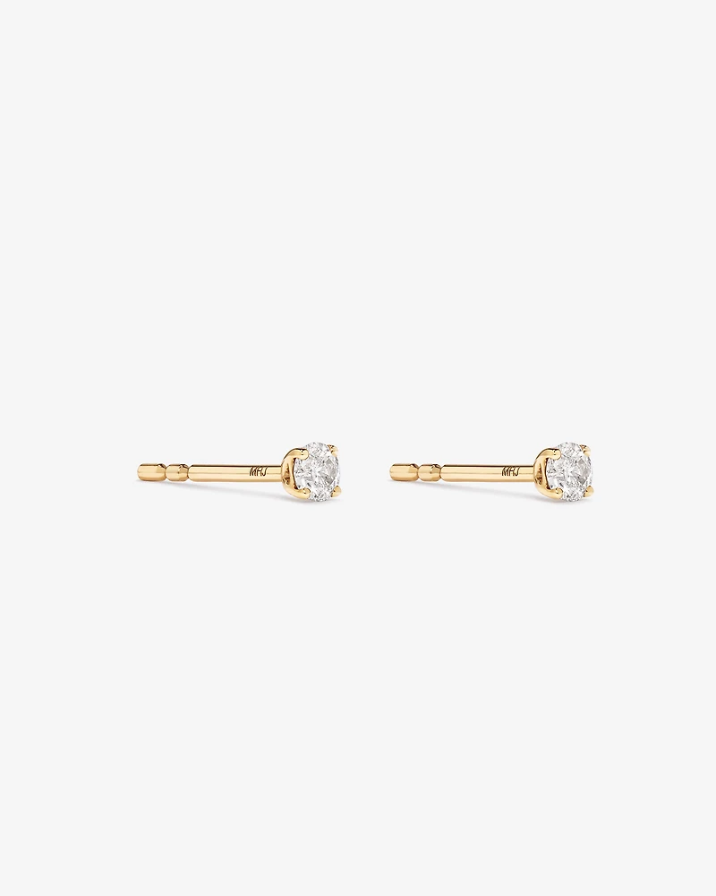 0.15 Carat TW Diamond Round Brilliant Mini Solitaire Stud Earrings in 10kt Yellow Gold