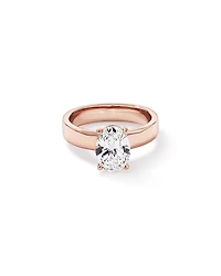 Bague solitaire en or rose 14 carats sertie d'un diamant ovale de 2,00 cultivé laboratoire