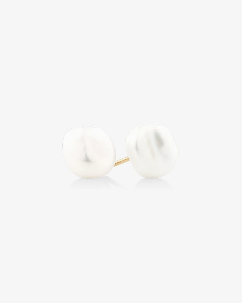 7-8mm Studs with Cultured Freshwater Baroque Pearls in 10kt Yellow Gold