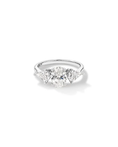 2.25 Carat TW Three Stone Oval and Kite Shaped Laboratory-Grown Diamond Engagement Ring in 14kt White Gold