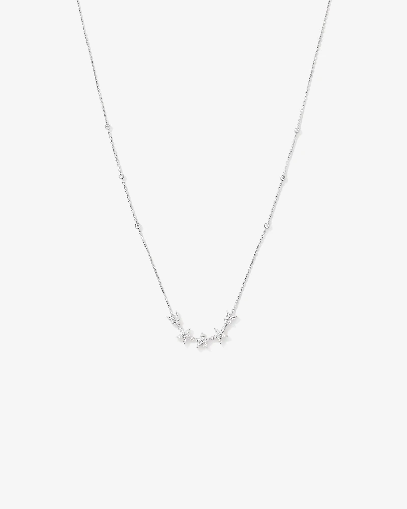 50cm (19.6") Floral Necklace with Cubic Zirconia in Sterling Silver