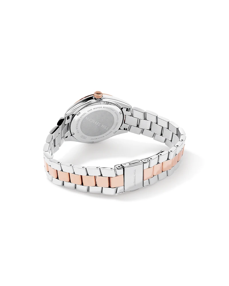 Two-Tone Women's 0.60 Carat TW Diamond Quartz Watch in Rose Gold Tone Stainless Steel