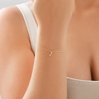 19cm (7.5") J Initial Bracelet in 10kt Yellow Gold