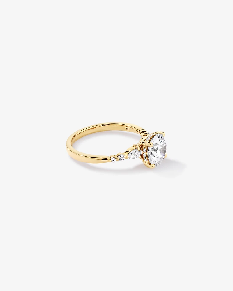 Bague d’accent en diamant de laboratoire 2,28 carats TW or jaune 14
