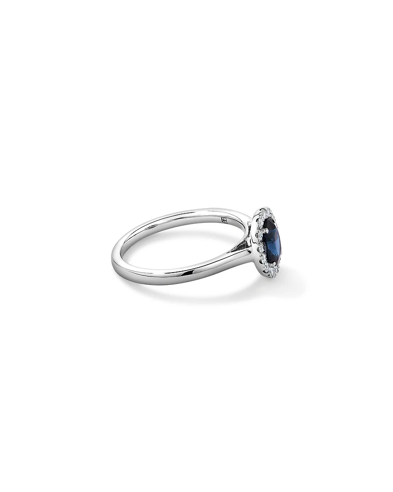 0.25 Carat TW Oval Sapphire and Diamond Ring in Recycled Platinum