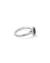0.25 Carat TW Oval Sapphire and Diamond Ring in Recycled Platinum