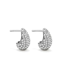 Pavé Dome Cubic Zirconia Stud Earrings in Sterling Silver