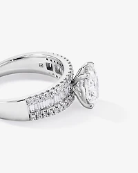 2.21 Carat TW Oval and Baguette Laboratory-Grown Side Accent Diamond Ring 14kt White Gold