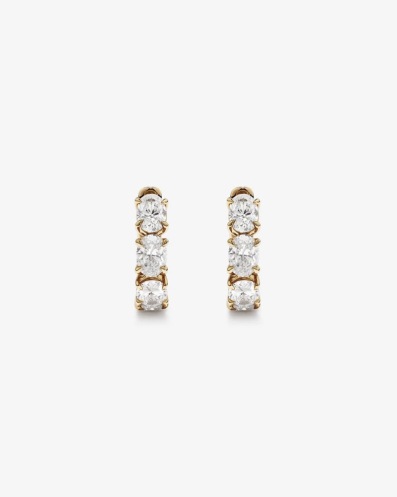 Boucles d’oreilles Huggie ovales en diamant cultivées en laboratoire de 2,00 carats en or jaune 10 carats