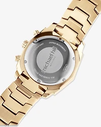 Montre chronographe solaire en acier inoxydable doré pour homme