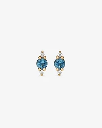 Boucles d'oreilles à topaze London Blue et diamants en or jaune 10 carats