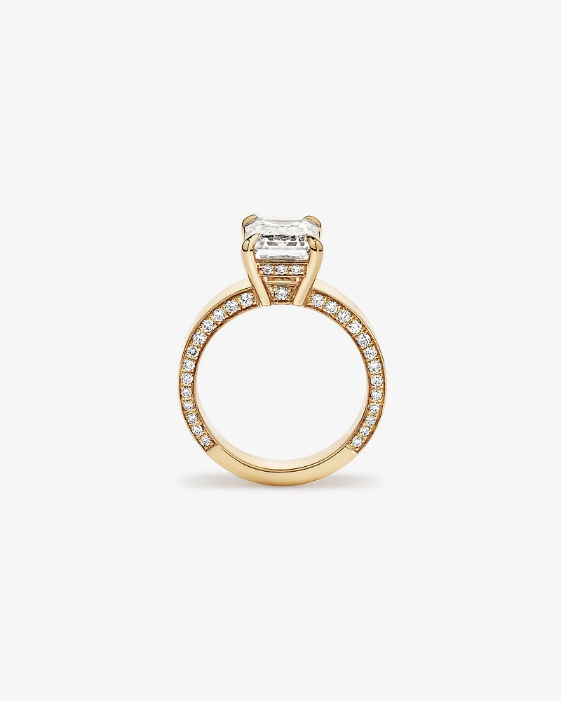 4.56 Carat TW Emerald Cut Laboratory-Grown Diamond Engagement Ring in 18kt Yellow Gold