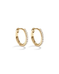 Round Brilliant Diamond Huggie Hoop Earrings in 10kt Yellow Gold