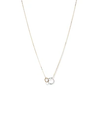 Collier à maillons doubles cercles deux tons avec finition martelée en or blanc et jaune 10 kt
