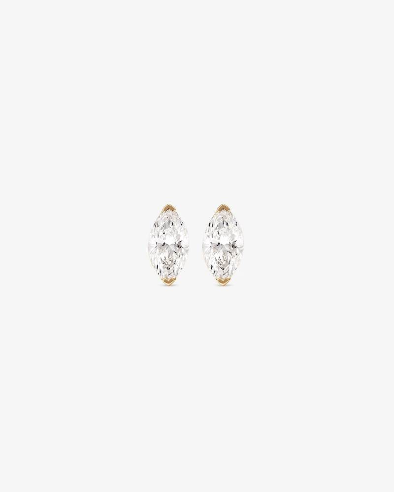 0.60 Carat TW Marquise Cut Solitaire Laboratory-Grown Diamond Stud Earrings in 10kt Yellow Gold
