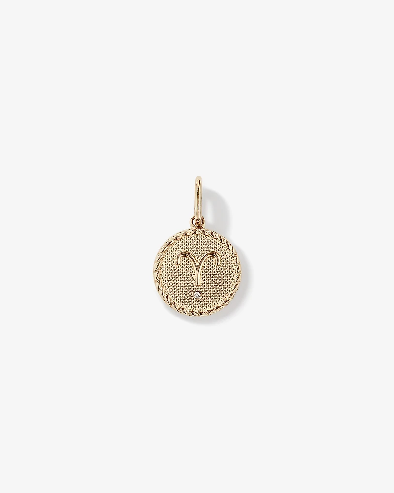 Diamond Accent Aries Zodiac Pendant in 10kt Yellow Gold