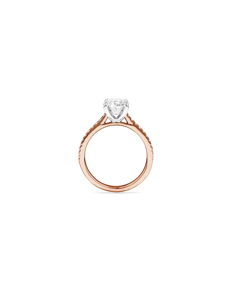 2.20 Carat TW Oval Cut Laboratory-Grown Diamond Engagement Ring 14kt Rose & White Gold