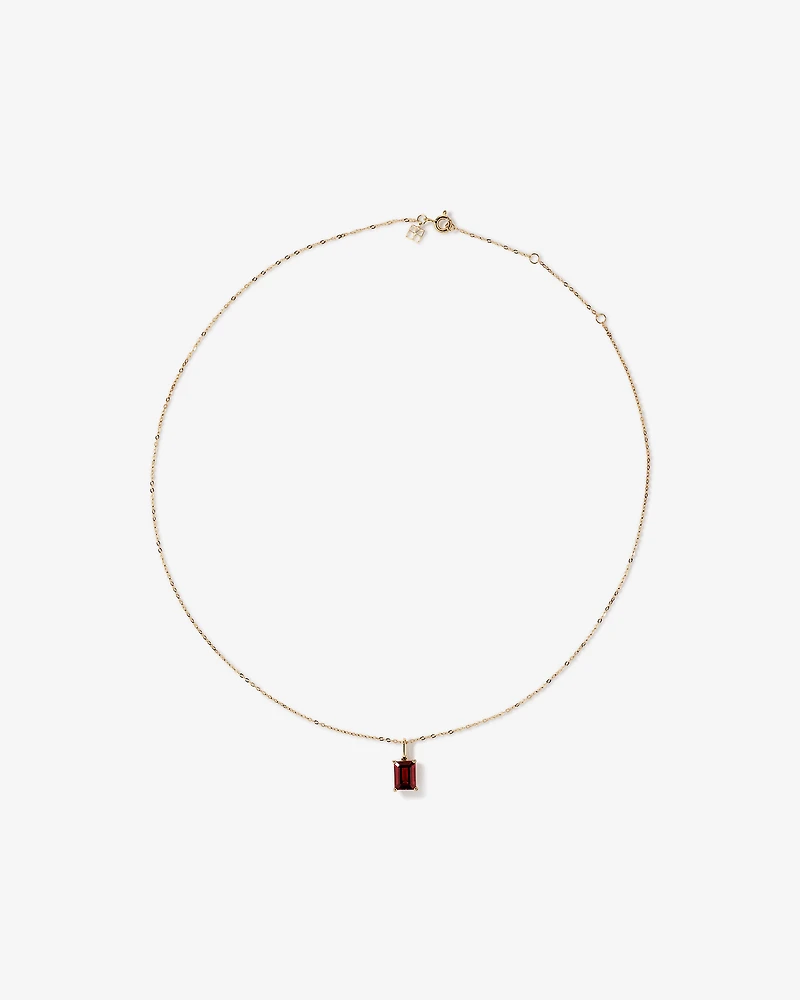 Emerald Cut Red Garnet Gemstone Pendant Necklace in 10kt Yellow Gold