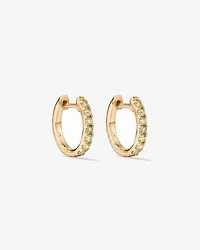 Peridot Huggie Hoop Earrings in 10kt Yellow Gold