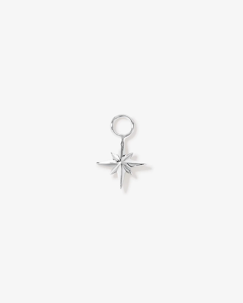 North Star Single Earring Charm in Sterling Silver