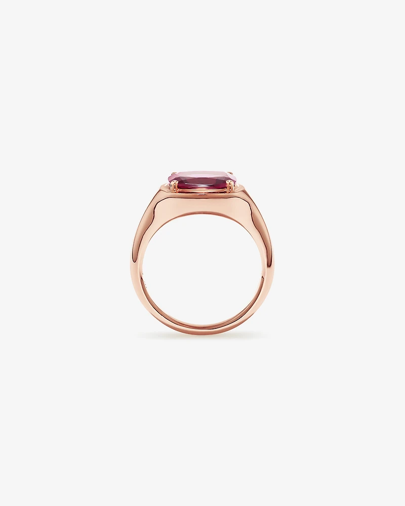 Elongated Cushion Cut Raspberry Rhodolite Garnet East-to-West Set Ring 10kt Rose Gold