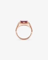 Elongated Cushion Cut Raspberry Rhodolite Garnet East-to-West Set Ring 10kt Rose Gold