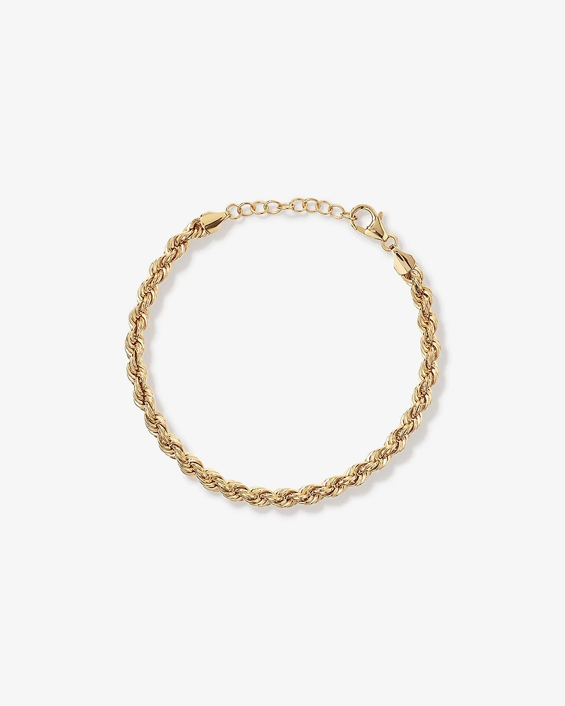 19cm (7.5") 4.4mm Width Semi-Solid Rope Bracelet in 10kt Yellow Gold