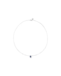 Australian Sapphire & 0.09 Carat TW Diamond Halo Necklace in 10kt White Gold