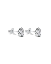 Pear Shaped Cubic Zirconia Bezel Set Stud Earrings in Sterling Silver
