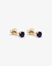 Boucles d'Oreilles Clous en Or Jaune 10kt avec Saphir Bleu Créé Ronde