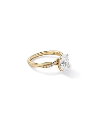 Bague de fiançailles torsadée en or jaune 14 carats, sertie d'un diamant ovale 2,10 carats cultivé laboratoire