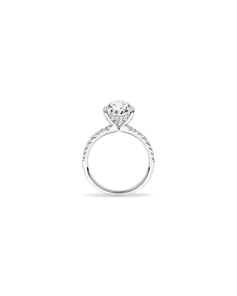 Bague de fiançailles en diamant taillé poire 3,50 carats or blanc 18 taillée