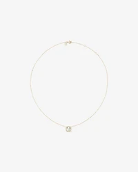 Cushion Cut Green Amethyst Gemstone and 0.15 Carat TW Diamond Halo Pendant Necklace in 10kt Yellow Gold