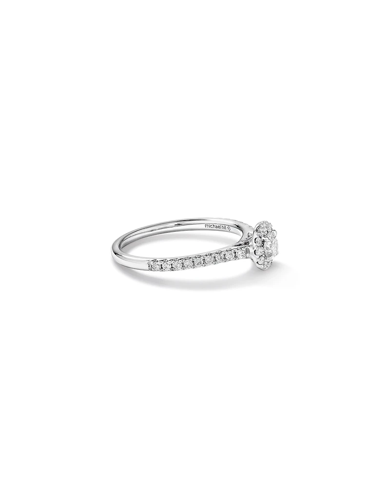 Round Brilliant Halo Ring with 0.50 Carat TW of Diamonds in 14kt White Gold