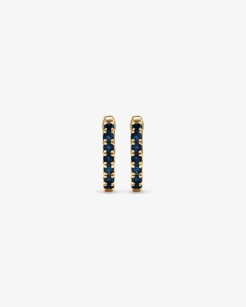 Sapphire Huggie Hoop Earrings in 10kt Yellow Gold
