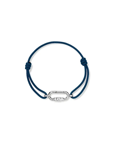 Blue Double Knotted Cord Bracelet in Sterling Silver
