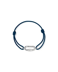 Blue Double Knotted Cord Bracelet in Sterling Silver