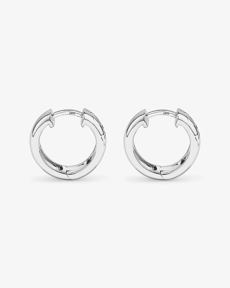 Boucles d'Oreilles Huggie Hoop à Texture Découpe de Diamant en Argent Sterling