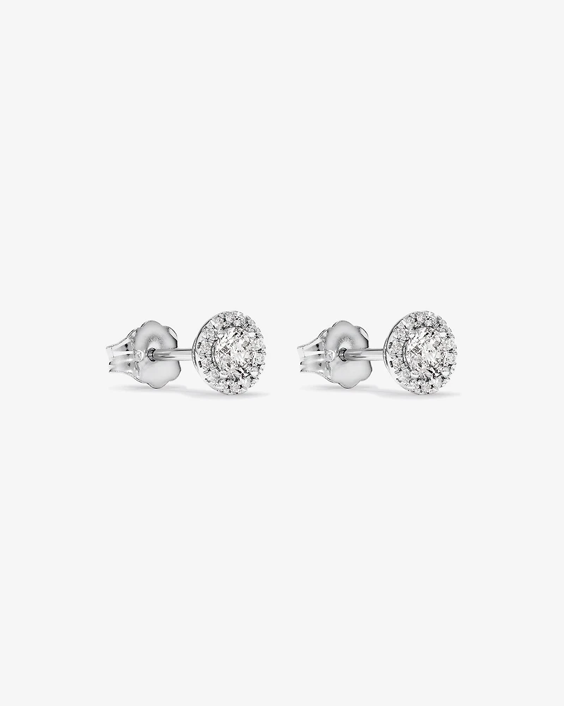 0.44 Carat TW Round Diamond Halo Stud Earrings in 10kt White Gold
