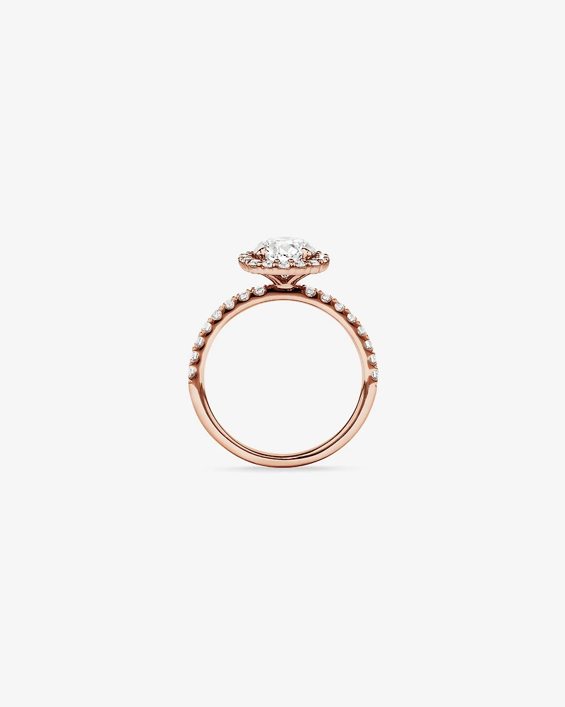 Bague ronde TW Round Brilliant Diamond Halo Engagemet de 1,79 carat en or rose 14 carats