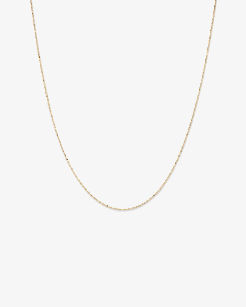 Chaîne creuse Singapour en or jaune 10 K, 45 cm