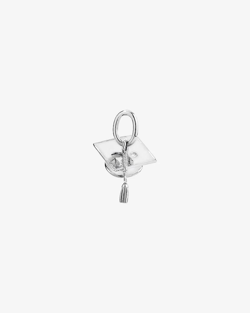 Graduation Cap Pendant with Diamond Accent in Sterling Silver