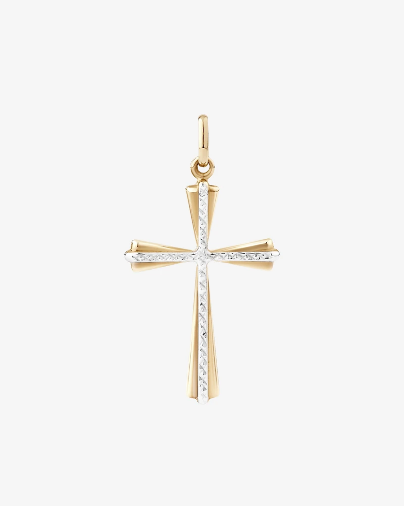 Cross Pendant in 10kt Yellow & White Gold